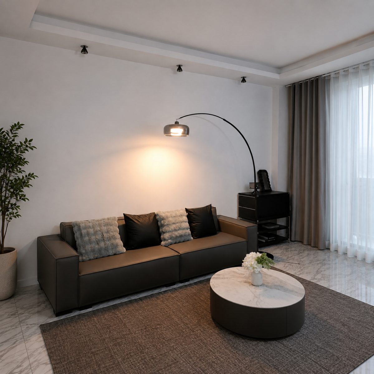 Adjustable Arc Floor Lamp E26 Glass Shade Living Room Standing Light