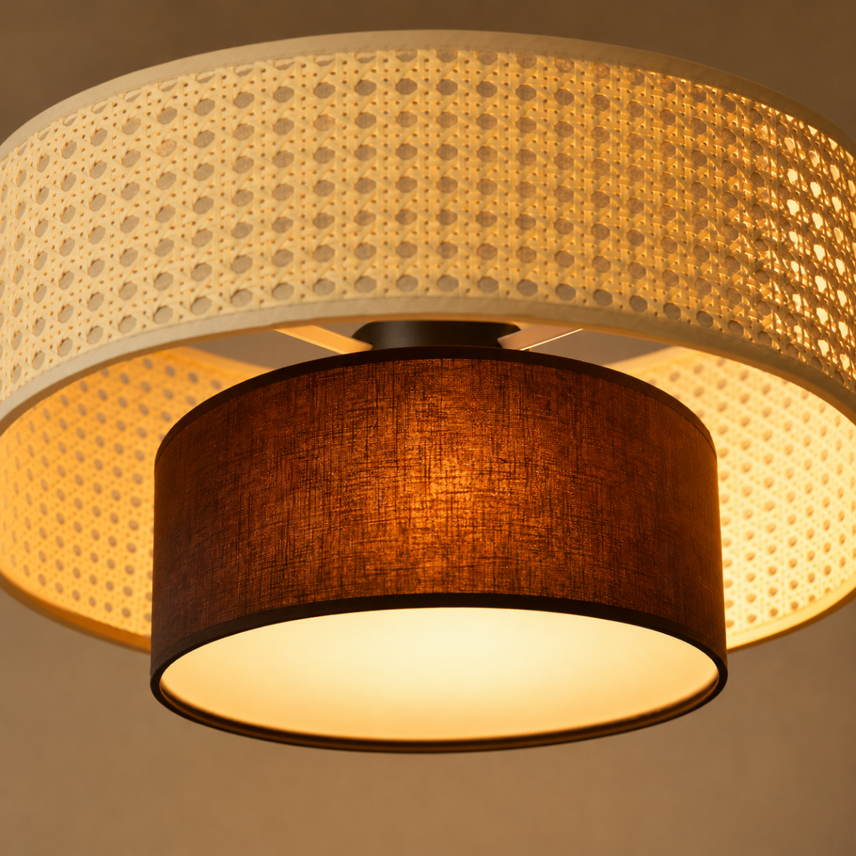 Woven Fabric Pendant Light Warm White LED Chandelier