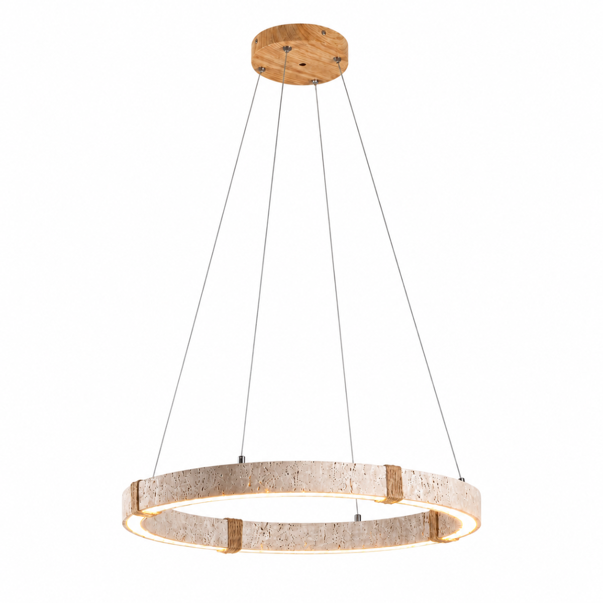 Stone Ring LED Pendant Light 28W Wabi Sabi Chandelier