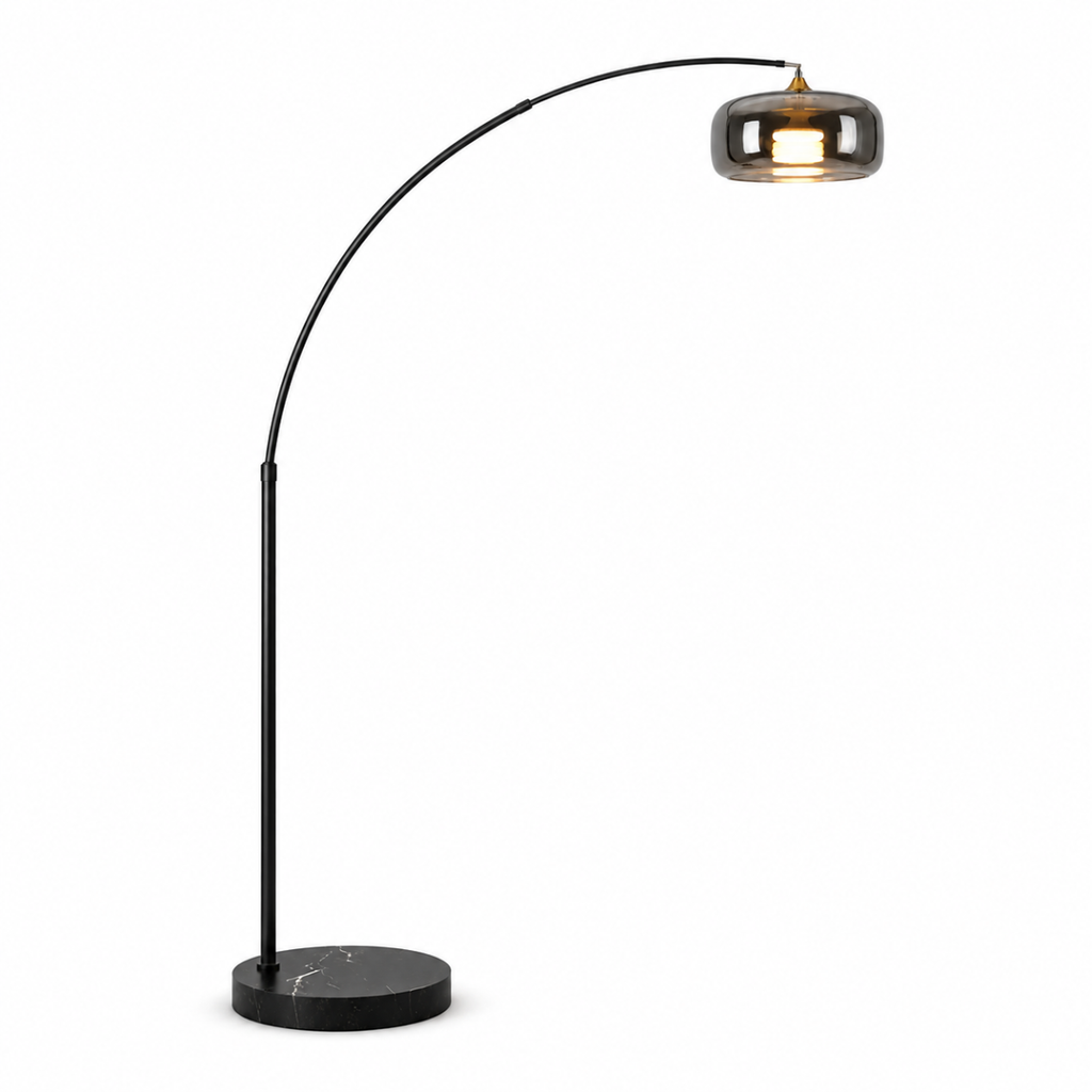 Adjustable Arc Floor Lamp E26 Glass Shade Living Room Standing Light
